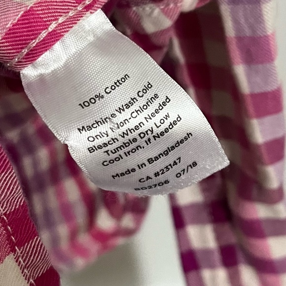 Talbots • Pink Purple White Plaid Button Down Shirt - Picture 3 of 4